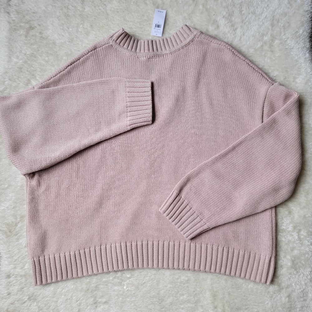 (sold) BUNDLE x2: 100% cotton knit oversized v-neck beige + strawberry pink, L - Picture 4 of 10